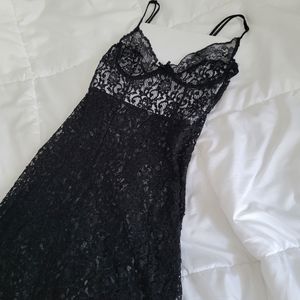 Black lace see through dress